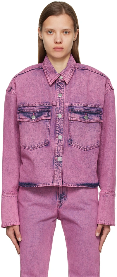 Shop Remain Birger Christensen Purple Thalia Denim Shirt In 14-3812 Acid Washed