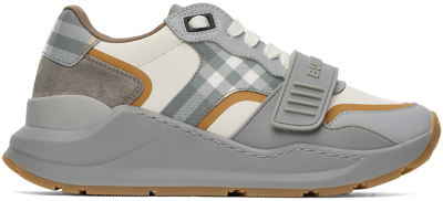 Shop Burberry Gray Check Sneakers In Grey/camel Check