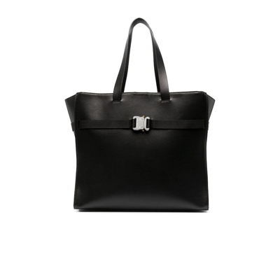 Shop Alyx Black Buckle Detail Leather Tote Bag