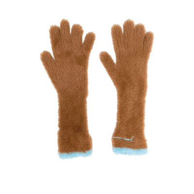 Shop Jacquemus Brown Les Gants Neve Fluffy Gloves