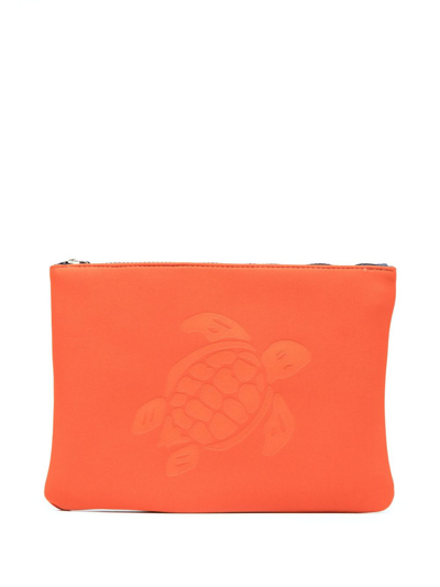 Shop Vilebrequin Orange Zipped Turtle Beach Pouch