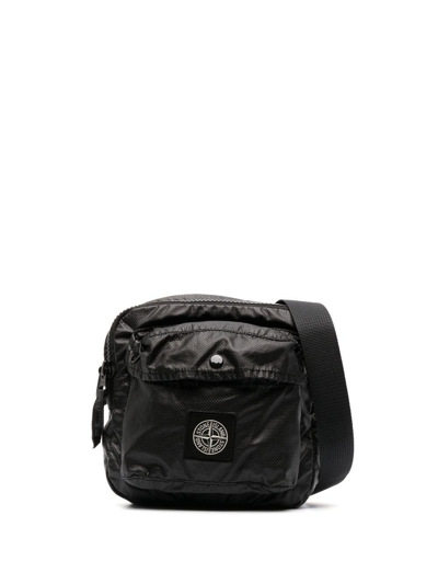 Shop Stone Island Logo-patch Shoulder Bag In Black