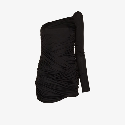 Shop Gauge81 Valmeira Ruched One Shoulder Mini Dress - Women's - Fabric In Black
