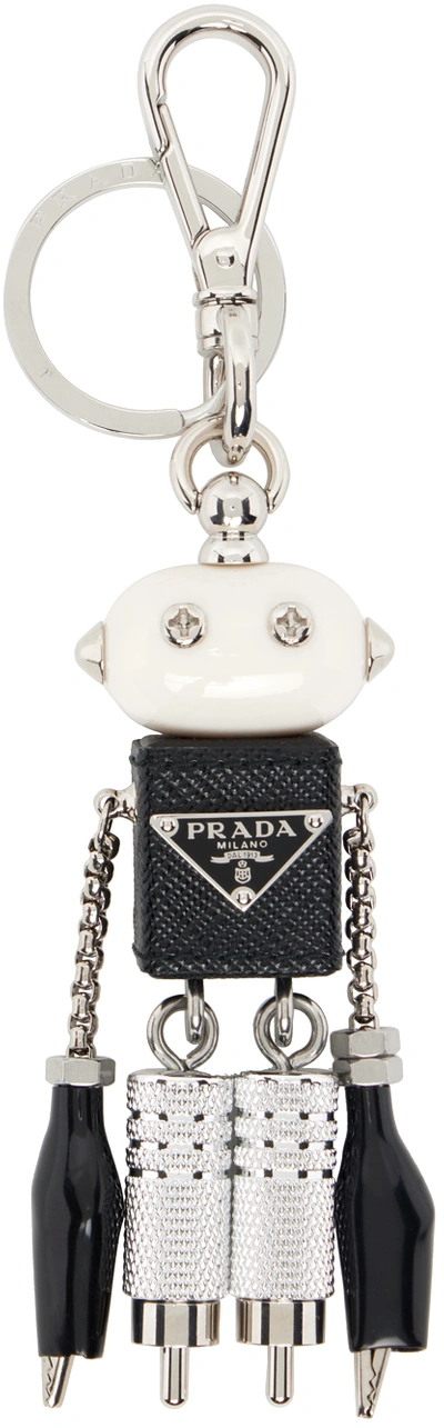 Shop Prada Black Trick Keychain In F0h76 Acciaio+nero