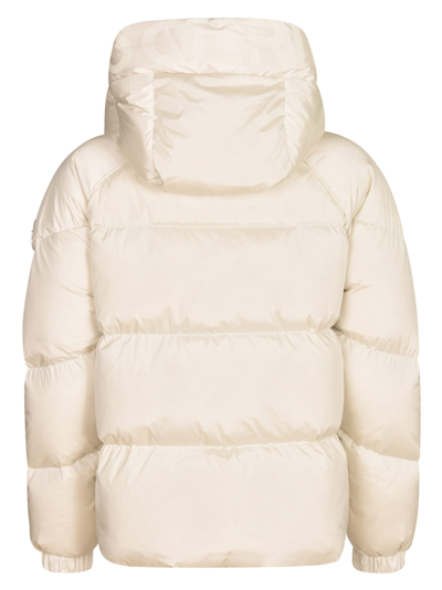 Shop Woolrich Hooded Zip Padded Jacket In Cream