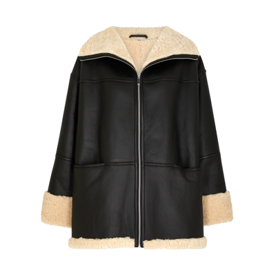 Shop Totême Signature Shearling Jacket In Black And White