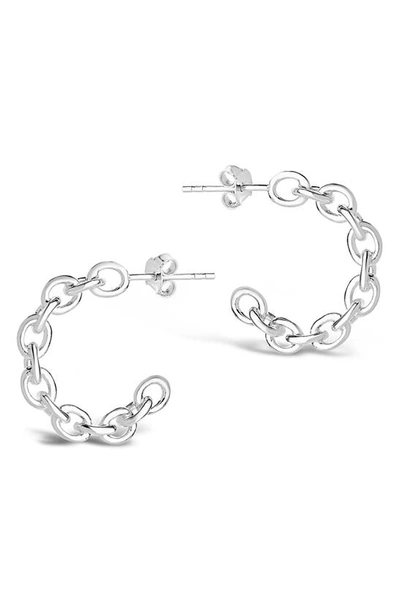 Shop Sterling Forever Delicate Chain Hoop Earrings In Metallic Silver