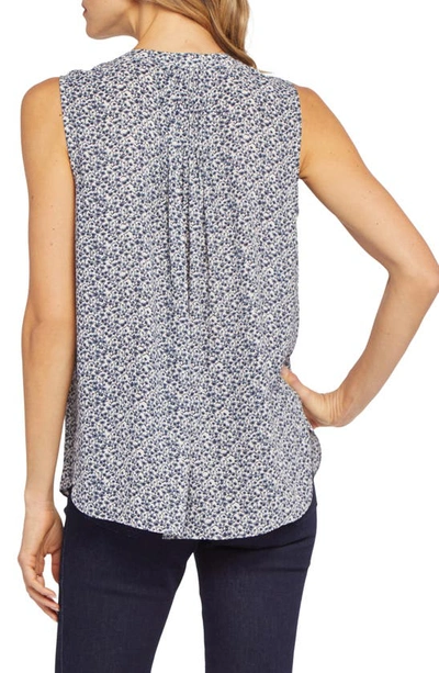 Shop Nydj Print Pleat Back Sleeveless Split Neck Blouse In Lana Flower