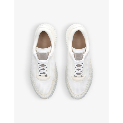 Shop Chloé Chloe Mens White Nama Embroidered Suede And Recycled Mesh Trainers