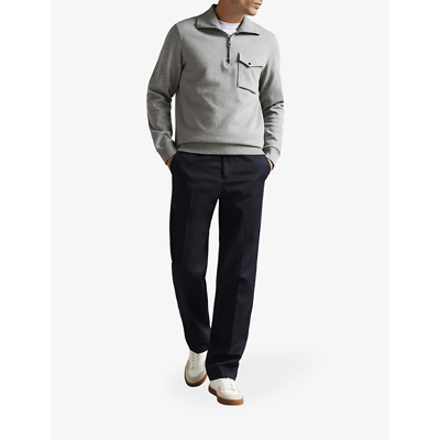 Shop Ted Baker Men's Grey Ecos Funnel-neck Cotton-blend Sweatshirt