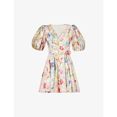 Shop Zimmermann Women's Spliced Multi Floral Clover Floral-print Linen Mini Dress