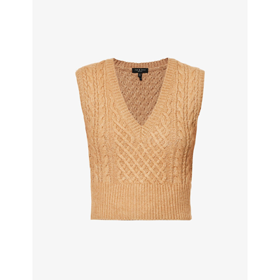 Shop Rag & Bone Women's Camel Elizabeth Cable-knit Wool-blend Vest