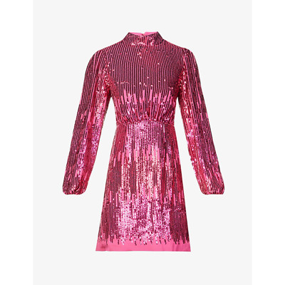 Shop Rixo London Rixo Womens Hot Pink Sequin Lara Sequin-embellished Woven Mini Dress
