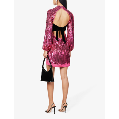 Shop Rixo London Rixo Womens Hot Pink Sequin Lara Sequin-embellished Woven Mini Dress