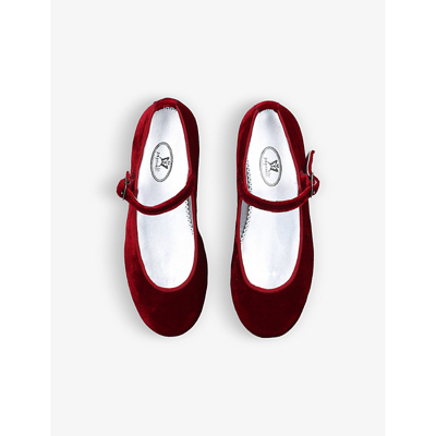 Shop Papouelli Girls Red Kids Avery Velvet Shoes