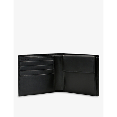 Shop Smythson Mens Black Ludlow Bi-fold Grained Leather Wallet