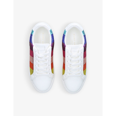 Shop Kurt Geiger London Women's Mult/other Laney Crystal-embellished Leather Low-top Trainers