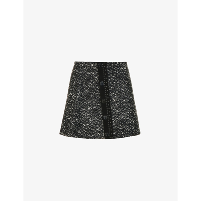 Shop Moncler Women's Grey A-line High-rise Woven Mini Skirt