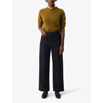 Soeur Harry Wide-leg High-rise Woven Trousers In Navy