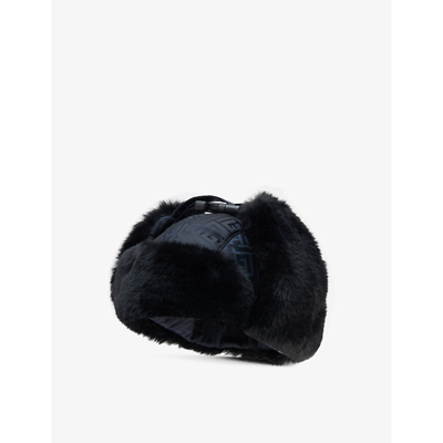 Shop Balmain Monogram-print Faux-fur And In Noir