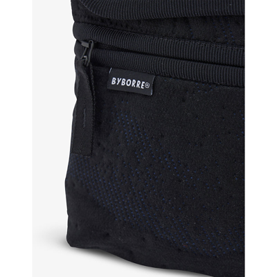 Shop Byborre Black/blue Logo-patch Textured Woven Cross-body Bag