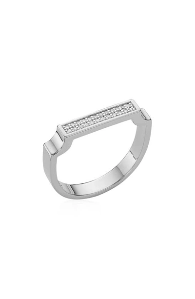 Shop Monica Vinader Signature Thin Diamond Ring In Sterling Silver