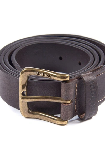 Shop Barbour Leather Belt And Billfold Wallet Set In Dk Brown