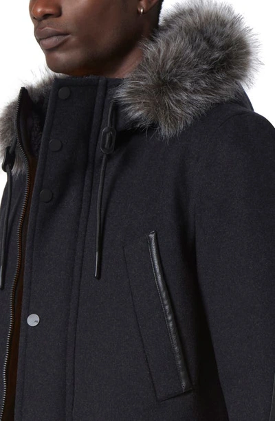 Shop Andrew Marc Dawson Water Resistant Jacket With Faux Fur Trim In Charcoal