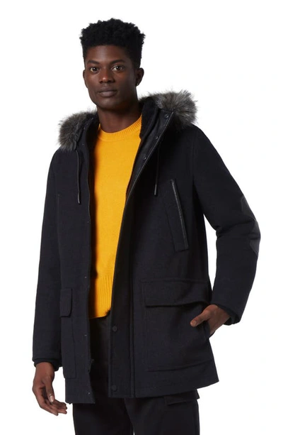 Shop Andrew Marc Dawson Water Resistant Jacket With Faux Fur Trim In Charcoal