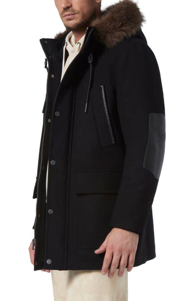 Shop Andrew Marc Dawson Water Resistant Jacket With Faux Fur Trim In Black