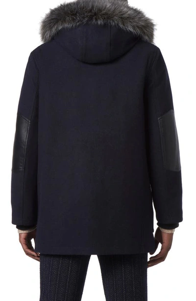Andrew Marc Dawson Water Resistant Jacket With Faux Fur Trim In Blue Heather