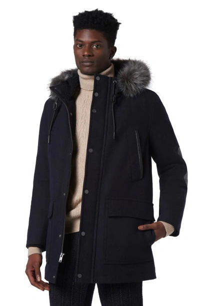 Shop Andrew Marc Dawson Water Resistant Jacket With Faux Fur Trim In Blue Heather