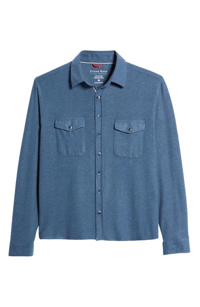 Shop Stone Rose Dry Touch® Performance Fleece Button-up Shirt In Denim Blue