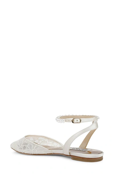 Shop Badgley Mischka Fawn Pointed Toe Lace Flat In Ivory