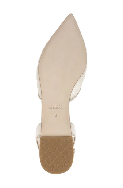Shop Badgley Mischka Fawn Pointed Toe Lace Flat In Ivory