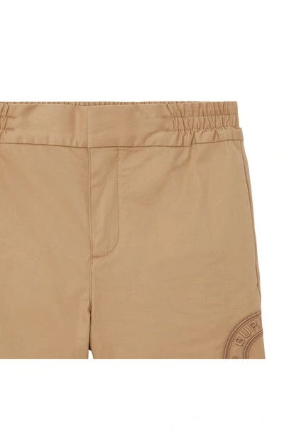 Shop Burberry Kids' Romeo Embroidered Logo Chino Shorts In Archive Beige