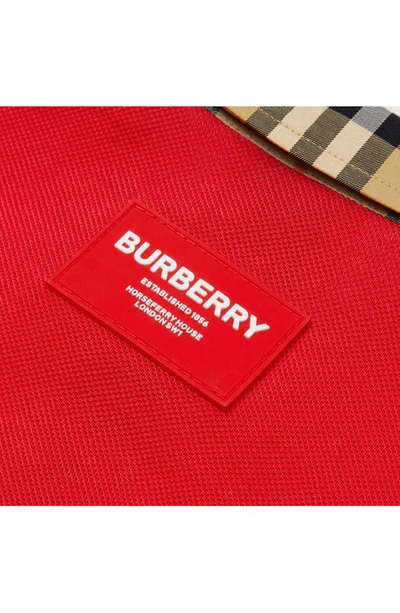 Shop Burberry Kids' Johane Check Trim Cotton Piqué Polo In Bright Red