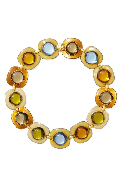 Shop Tory Burch Roxanne Necklace In Rolled Gold / Multi