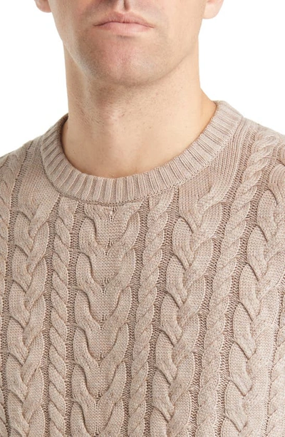 Shop Mizzen + Main Redford Cable Knit Crewneck Sweater In Vintage Khaki Heather