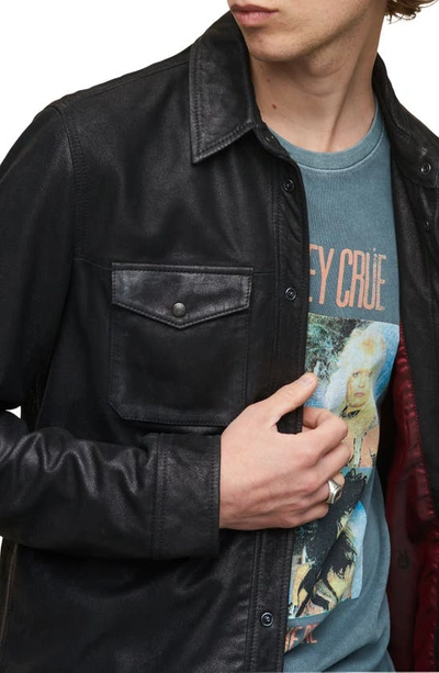 Shop John Varvatos Lionell Snap Front Leather Shirt Jacket In Black
