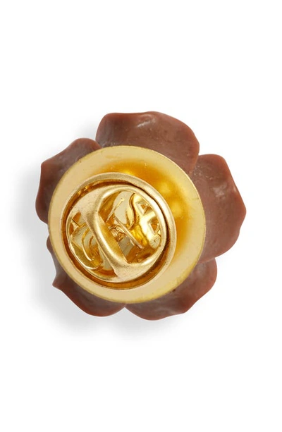 Clifton Wilson Floral Lapel Pin In Brown