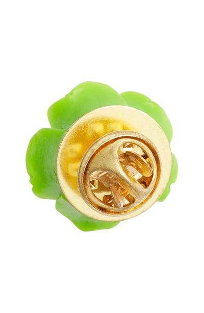 Clifton Wilson Floral Lapel Pin In Lime Green