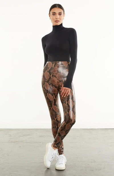 Shop Commando Reptile Embossed Faux Leather Leggings In Tawny Python