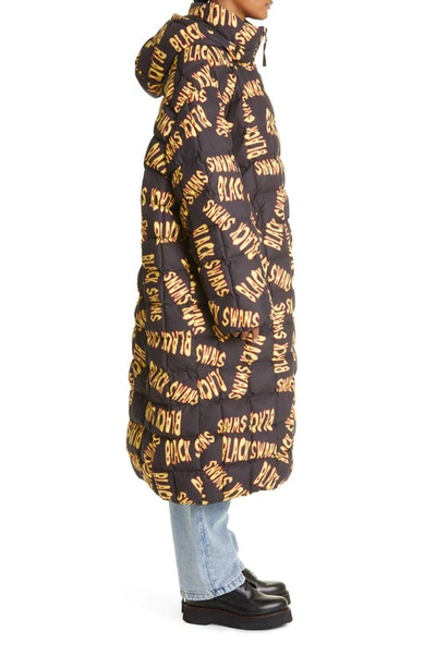 Shop Liberal Youth Ministry Gender Inclusive Black Swans Print Quilted Puffer Coat