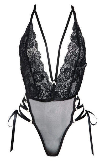 Oh La La Cheri Sloane Lace Up Teddy In Black