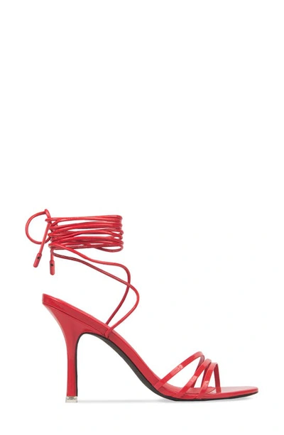 Shop Black Suede Studio Leandra Strappy Sandal In Flame Scarlet