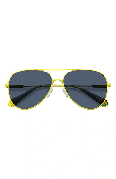 Shop Polaroid 60mm Polarized Aviator Sunglasses In Yellow/ Blue Polarized