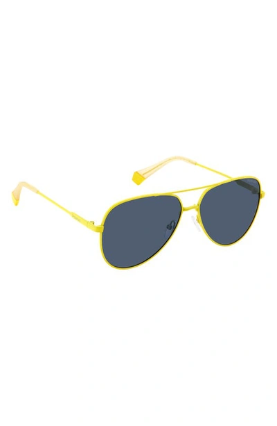 Shop Polaroid 60mm Polarized Aviator Sunglasses In Yellow/ Blue Polarized