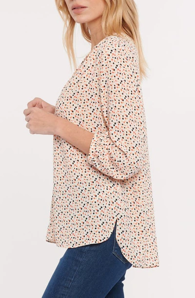 Shop Nydj High/low Crepe Blouse In Bailey Dots Coral