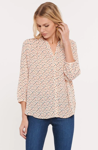 Shop Nydj High/low Crepe Blouse In Bailey Dots Coral